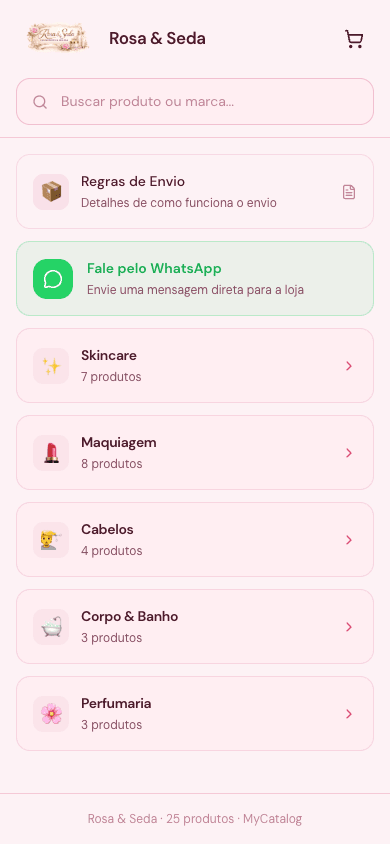 Captura de tela da loja Rosa & Seda